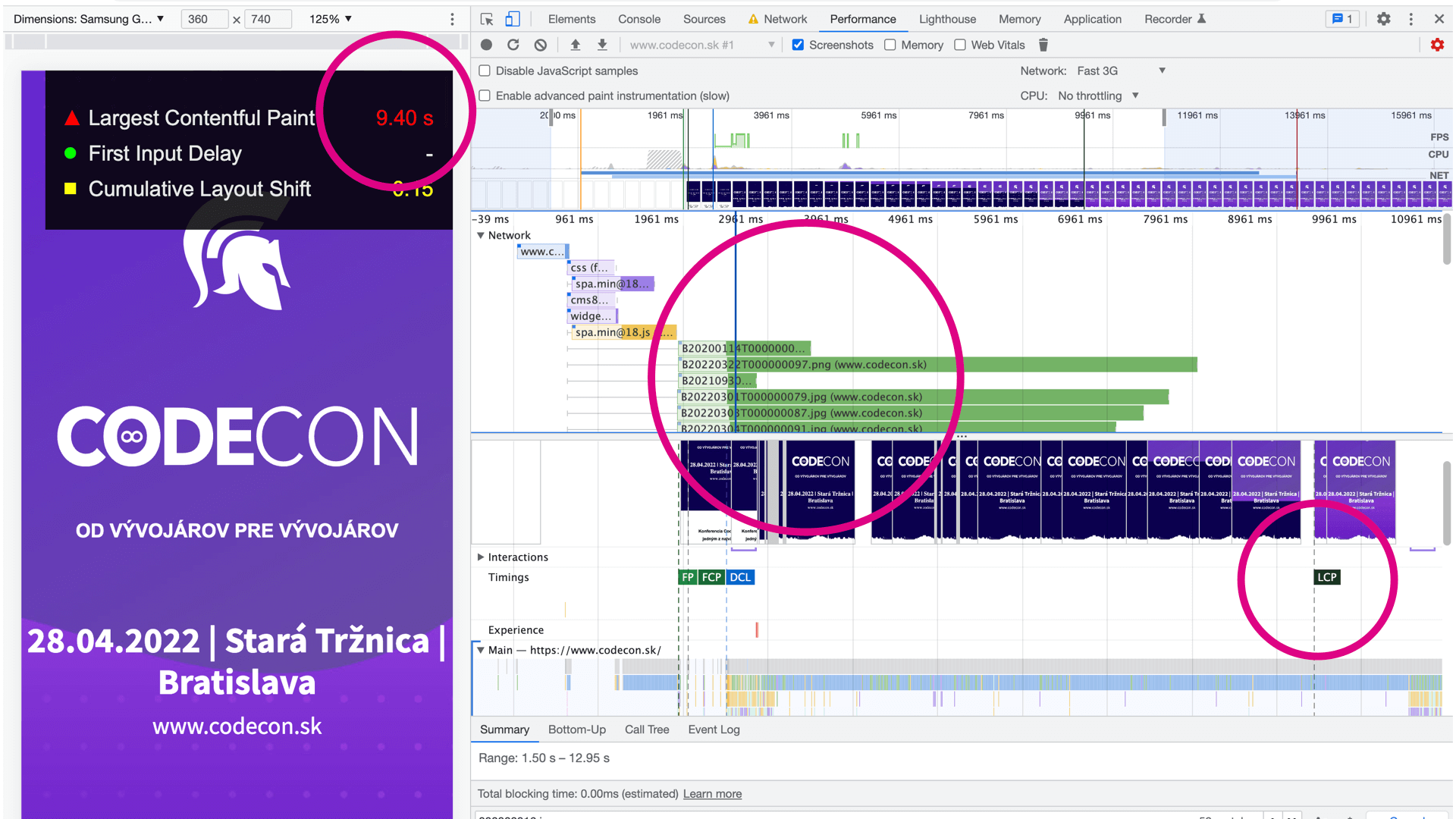 Timeline a dopad odložení načítání obrázků na webu za pomoci lazy loadingu