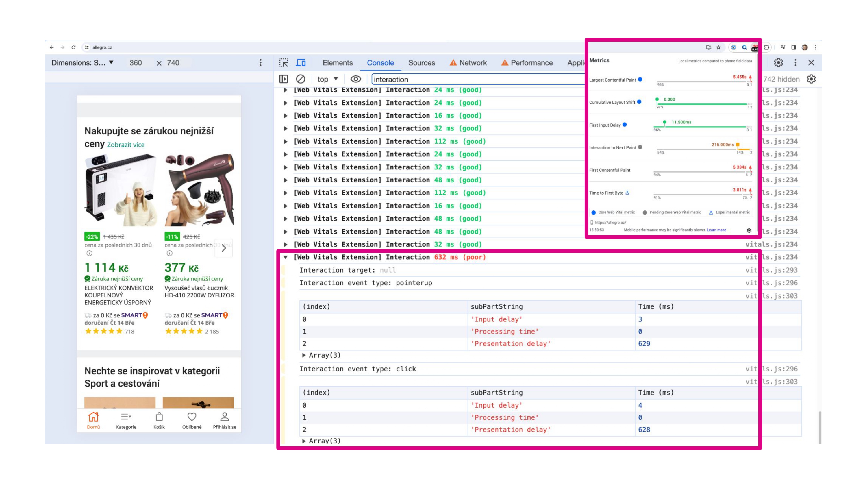 Web Vitals Extension